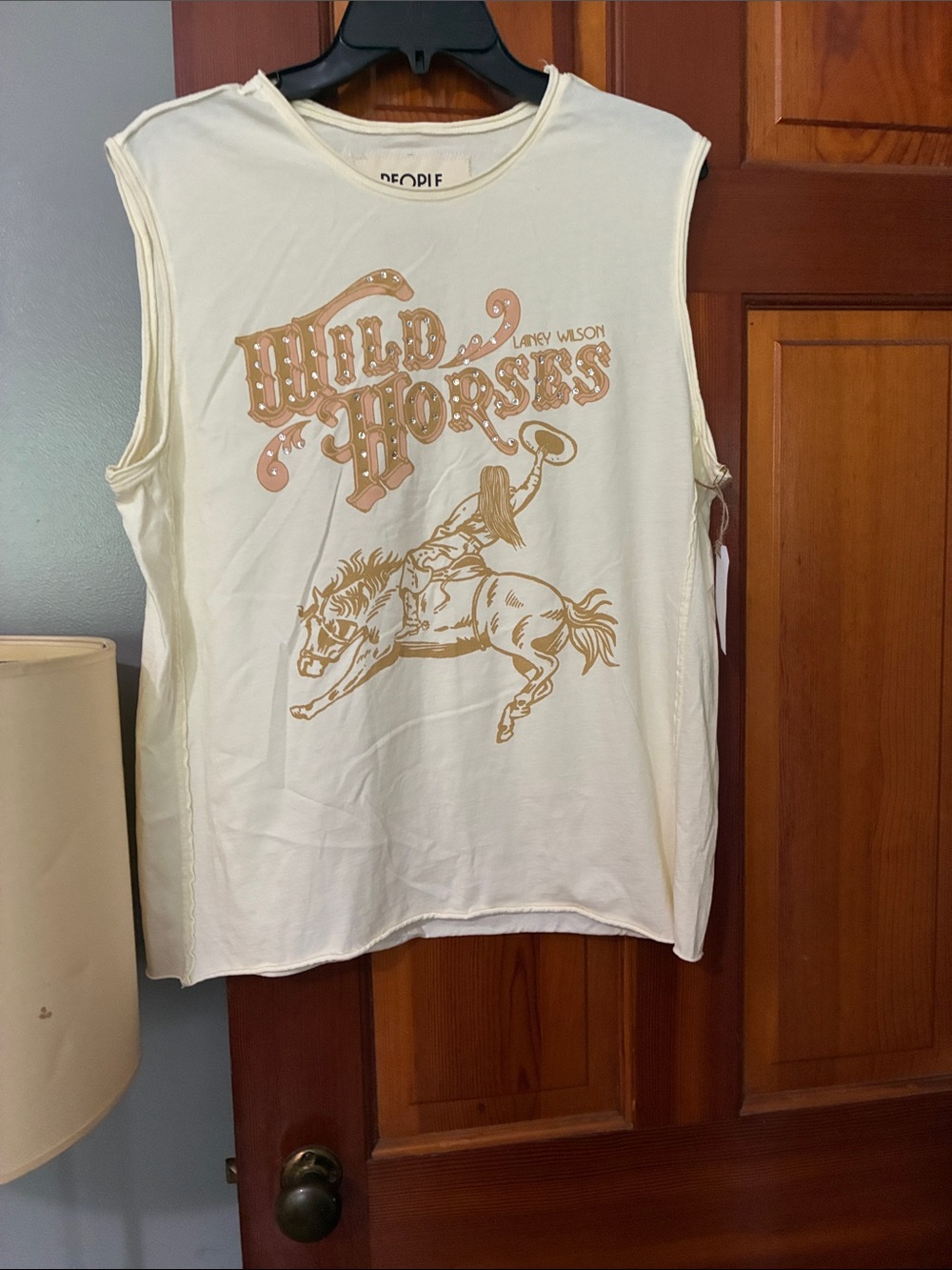 People White Graphic Muscle Tee - Hold Horses